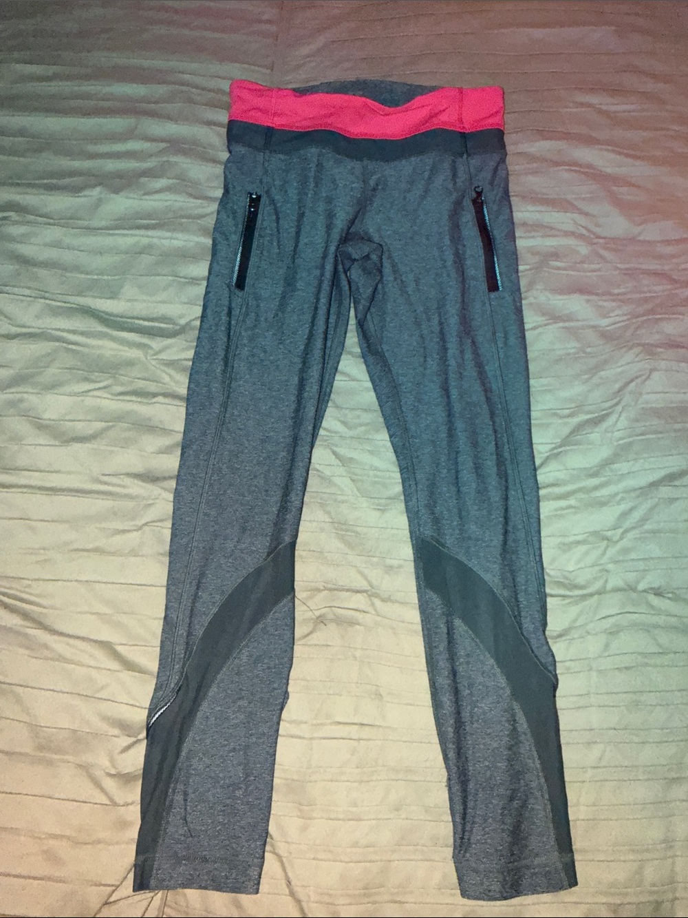 lululemon athletica Gray Leggings with Pink Waistband